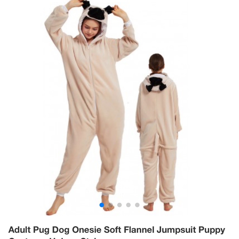 New Pug adult large onesie & pug socks. Never worn.